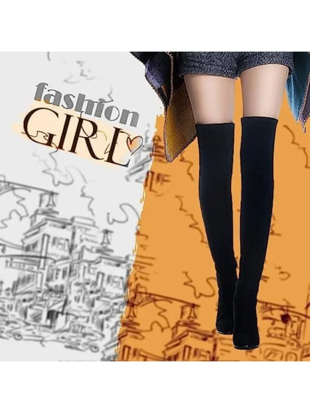 Faux Suede Chunky Heel Over The Knee Thigh High Boots for Women - Stylish